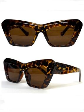 FIFTH & NINTH Kenna Sunglasses NEW With Case Tortoise Brown Cat Eye